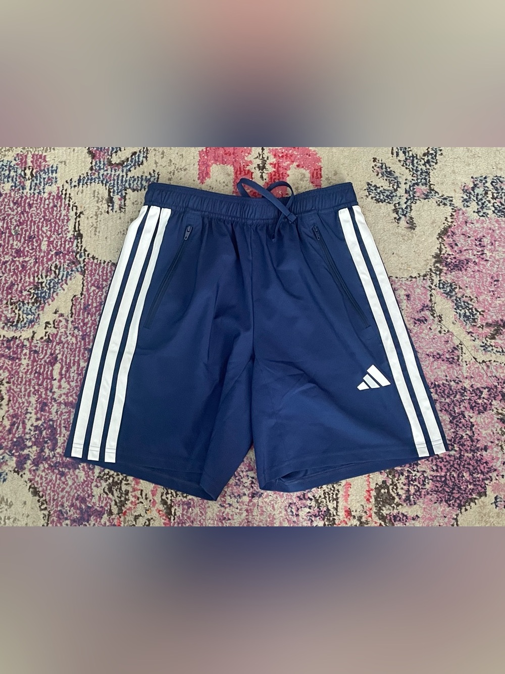 adidas Dark Blue Athletic Shorts with Black Inner Liner